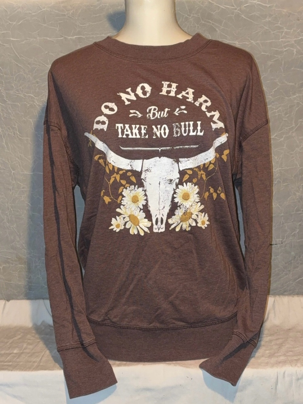 Maurices Boho No Harm But Take No Bull Graphic Sweatshirt XS Western Daisy